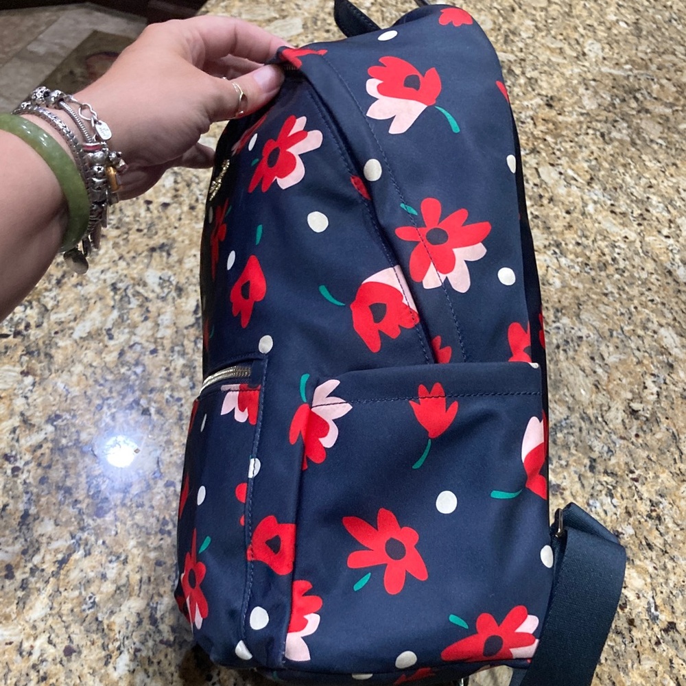 kate spade navy floral polka dot backpack - Picture 10 of 16